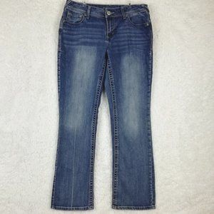 Maurices Womens Jeans Boot Cut‎ Blue Denim Stone Wash Whiskering 10
